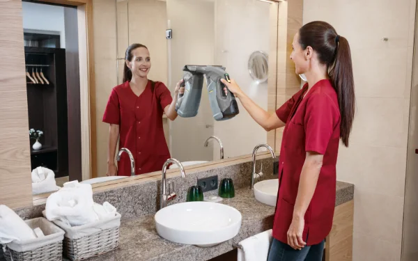 Dans les sanitaires d'un hôtel.